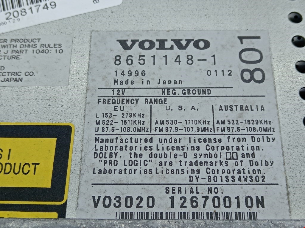 Магнитола Volvo S80 1 купить в России